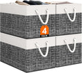 Storage Bin,Collapsible Storage Basket For Organizing,Large Storage Boxes With Rope Handles,Storage Containers,White & Black,4 Pack by StorageTastic