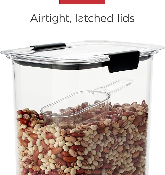 Rubbermaid Brilliance BPA-Free Food Storage Containers with Lids Airtight Kitchen and Pantry Organization Set Includes 3 Containers and Scoops Clear 16 cups - Image 2