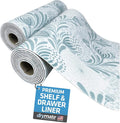 Drymate Premium Luxury Shelf & Drawer Liner, Thick Cushioned Fabric, Non-Adhesive, Absorbent, Waterproof, Slip-Resistant, Liners for Kitchen Cabinets, Cupboards (USA Made)(12”x59”)(2-Pack)(Light Blue) by Drymate