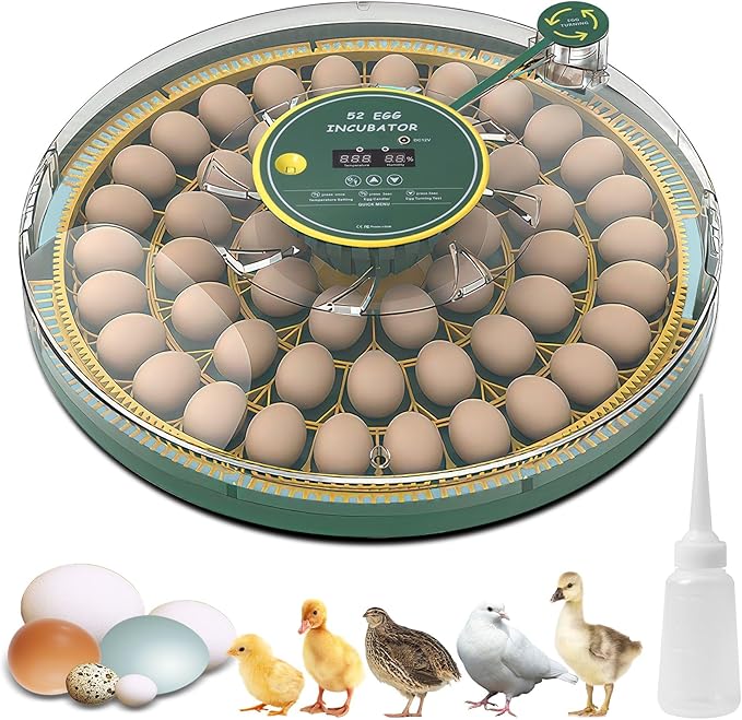52 Egg Incubator with Automatic Egg Turning and Humidity Control,360 Degree View with Clear Window, Incubators for Hatching Eggs, Chicken, Ducks, Goose, Pigeon, Quail, Parrot by Unknown