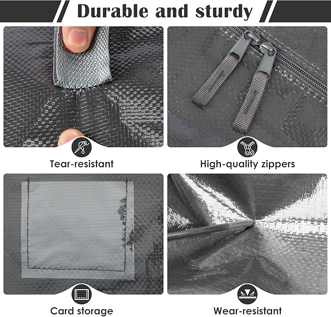 6 Pack Extra Heavy Duty Large Moving Bags with Reinforced Zipper & Wide Handles, Waterproof Storage Bins for Clothes, College Dorm, Travel, and Home Organization, Gray - Image 3