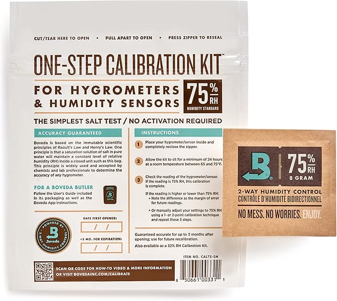Boveda for Cigars | One-Step Calibration Kit | Preloaded with 75% RH Humidity Control Pack | Precise Salt Test for Digital and Analog Hygrometers and Humidity Sensors | 1-count - Image 7