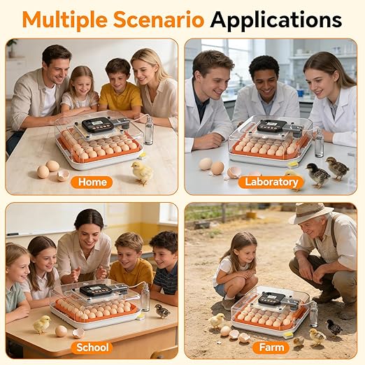 48 Egg Incubator for Hatching Eggs, Chicken Incubator with Auto Turner, Digital Temp & Humidity Control, Built-in Egg Candler & External Water Refill - for Hatching Chicks, Ducks, Quail, Goose Eggs - Image 8