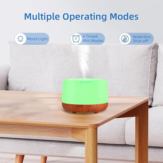 300ML Essential Oil Diffuser,Small Room Aromatherapy Diffuser, Quiet 8H Operation, 7-Color LED Light, 4 Timer, Remote Control, Auto-Off, for Bedroom, Living Room, Kitchen, Yoga, Gifts - Image 6