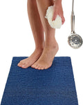 ENKOSI Loofah Non-Slip Shower Mat & Bath Mat – Soft Cushioned Comfort – No Suction Cups for Textured Tubs – Fast Draining Safety for Inside Shower, Family & Elderly (24x16 Navy) by ENKOSI