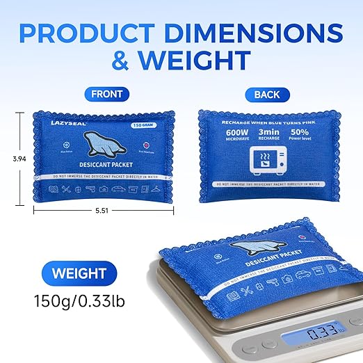 150g Reusable Silica Gel Desiccant Packs for Storage Spaces Color-Changing Indicator Reusable Desiccant Packs for Storage Boxes, Wardrobes, Electronic Devices, 3D Printing Materials - Image 7
