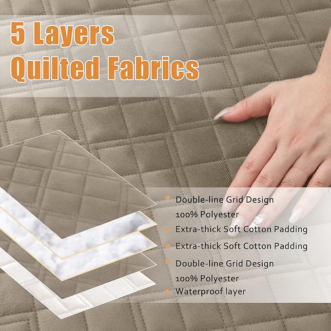Arfntevss Waterproof Sectional Couch Covers L Shape Washable Velvet Sofa Cover for Sectional Non Slip Large Corner Slipcovers Dog 6 Pcs Universal U Shaped Furniture Protector (Camel, Large) - Image 3