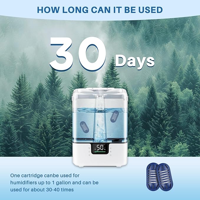 12- Pack Demineralization Cartridge for Humidifier | Compatible with HoMedics Ultrasonic Humidifier and Most Humidifiers, Prevent Hard Water Build-Up, Reduces White Dust, Purifies Water, Part UHE-HDC4 - Image 6
