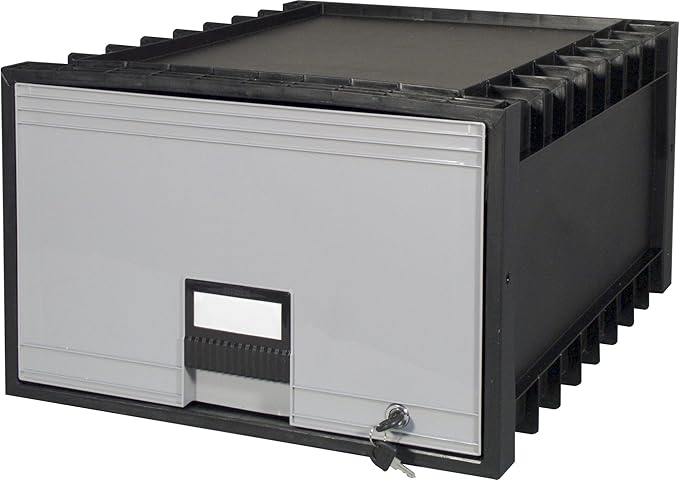 Storex Legal Size Archive Storage Drawer with Lock, 24-Inch Depth, Black/Gray (STX61402U01C) by Storex