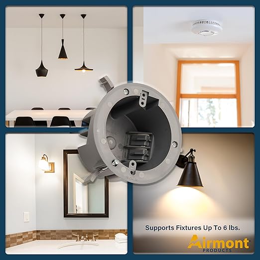 (Pack of 16) 4'' Old Work Round Electrical Box, One-Gang Grey PVC Junction Box, 18 Inch Capacity, Round Ceiling Remodel Box with Built-in Mounting Tabs, Three Mounting Wings, 2-Hour Fire Rated Walls - Image 4