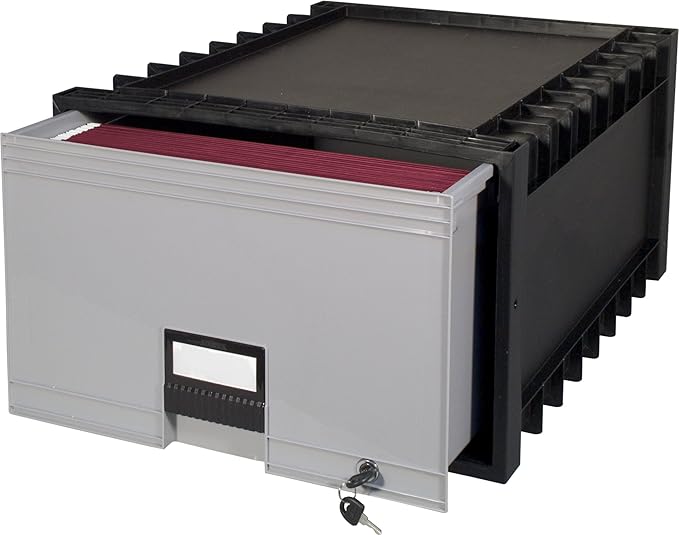 Storex Legal Size Archive Storage Drawer with Lock, 24-Inch Depth, Black/Gray (STX61402U01C) - Image 2