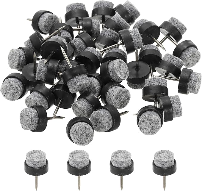 PATIKIL 14 mm Nail-on Felt Pads, 72 Pcs Round Felt Furniture Sliders Pads Heavy Duty Floor Protectors for Wooden Chair Sofa Cabinet Table Leg Feet Hardwood Floors, Black by PATIKIL