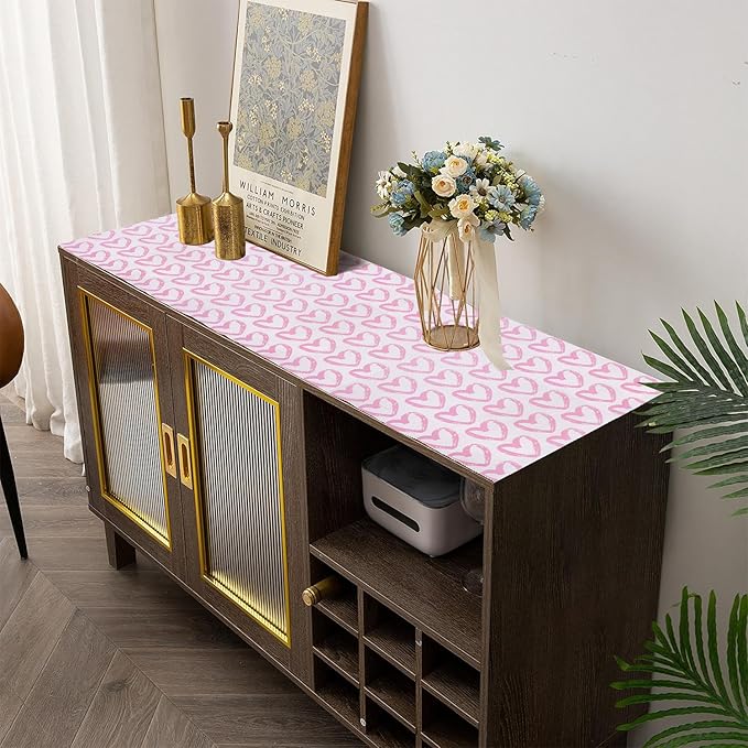 Pink Heart Shelf and Drawer Liner for Cabinets, 12IN x 20FT Non-Adhesive and Strong Non-Slip Shelf Cabinet Drawer Liners for Kitchen,Table,Bookshelves,Waterproof Cupboard Liners,Easy to Clean - Image 9