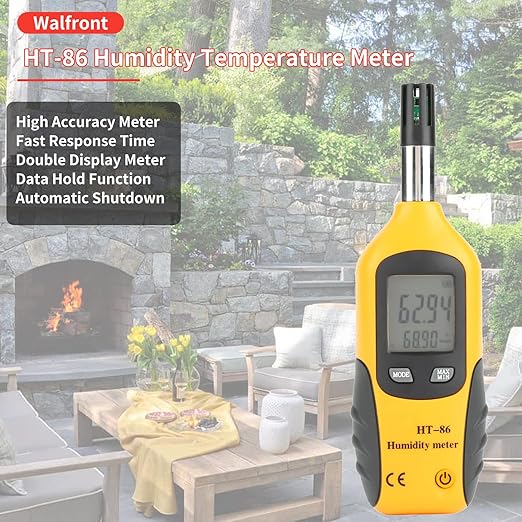 HT-86 Temperature Humidity Meter 2 in 1 Portable Digital Hygrometer Thermometer Humidity Gauge Monitor Indoor Outdoor with Wet Bulb Dew Point Double Display for Industry Agriculture Meteorology - Image 4