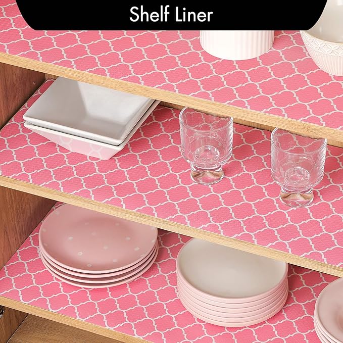 Cooyes Shelf Liner, Non Adhesive Drawer and Cabinet Liner, EVA Washable Oil-Proof Shelf Paper for Kitchen Cabinets, Refrigerator, Storage, Desks with Modern Pattern - Image 2