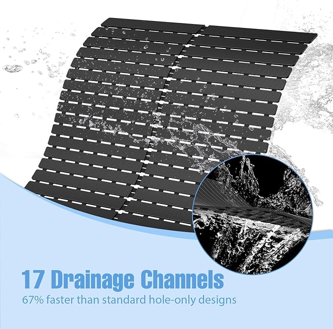​Shower Mat Non-Slip Bath Mat for Tub and Shower Stall,200+ Suction Cups with Drain Holes, Quick Dry Machine Washable, Extra Grip for Stand Up Showers, Bathroom Essentials 24x24 Inch(Black) - Image 6