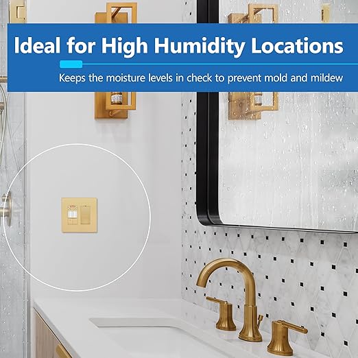 LIDER Humidity Sensor Switch and Motion Sensor Light Switch, PIR Sensor, Humidity Detection, Occupancy/Vacancy, No Neutral Required, ¼ HP, 1-Pole, Gold, Screwless Wall Plate Included - Image 6