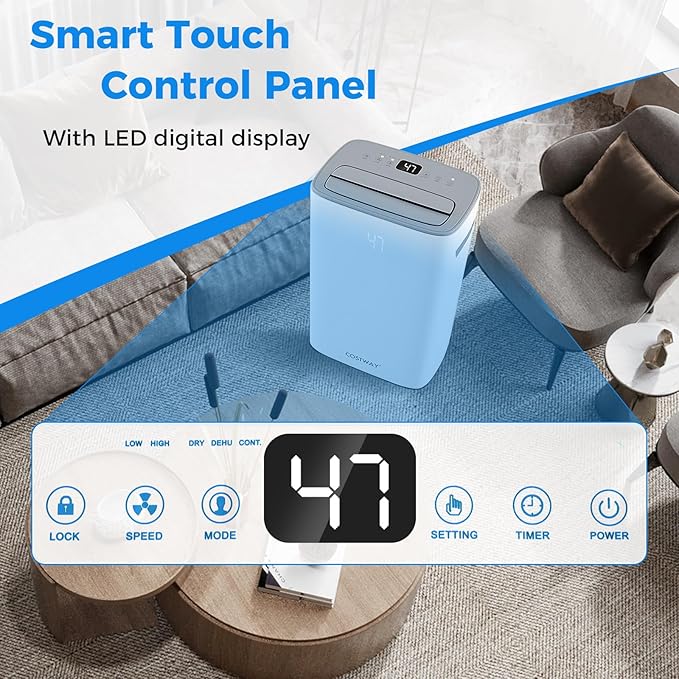 COSTWAY 52 Pint Dehumidifier for Basement, 3.3 FT Drain Hose, Clothes Drying Modes, Auto Defrost, Child Lock & 24H Timer, Home Dehumidifier for Bedroom, Bathroom, Garage - Image 2