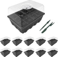 Gardzen 10 Pack Seed Starting Tray, Plant Germination Trays, Seed Starter Kit with Adjustable Humidity Vented Dome, Plant Growing Kit 6.6" x 4.5", Total 120-Cell, Clear by Gardzen