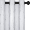 Deconovo Bedroom Curtains, Room Darkening Drapes, Thermal Insulated Soundproof Panel, Silver Wave Dot Print, 38 x 84 Inch, Machine Washable Window Panels for Living Room Home, Set of 2, Greyish White by Deconovo