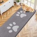 Smiry Dog Door Mat for Muddy Paws, Absorbs Moisture and Dirt, Low-Profile Entryway Mat with Non-Slip Backing, Entry Indoor Outdoor Doormat for Inside Floor (70x24 Inches, Light Grey, Paw) by Smiry