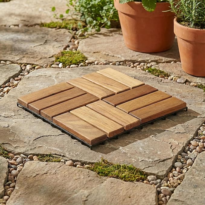 Bare Decor EZ Teak Flooring 12 Slat, Brown, 1 Sample Tile - Image 2