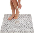 Enkosi Loofah Shower Mat with Drain Hole – Cushioned Anti-Slip Square Bath Mat for Showers, and Bathroom Floors – Textured PVC, Non Slip Safety Pad for Walk-in Stalls and Wet Areas (27x27 Pebble) by ENKOSI