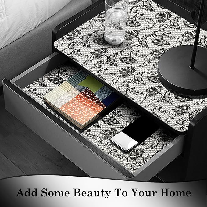 Drawer and Shelf Liner, Non-Slip Kitchen Cabinet Liners Non-Adhesive Thick Strong Grip Waterproof Washable Mats Protect Dresser Shelves Cupboard Bathroom Cabinets, Boho: Floral, 24 in X 10 FT - Image 2