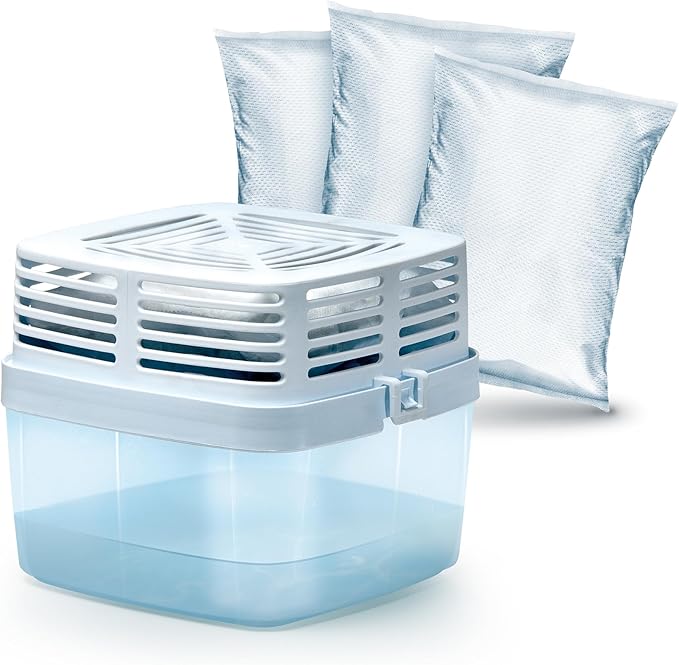 HUMYDRY Moisture Absorber Dehumidifier Device for Home, Premium Pack Of 1 Device of 15.9 Oz With 3 Pre-Measured Refills, Unscented Humidity Absorber For Closets, Bathroom and Medium Enclosed Spaces by Humydrymoistureabsorbers