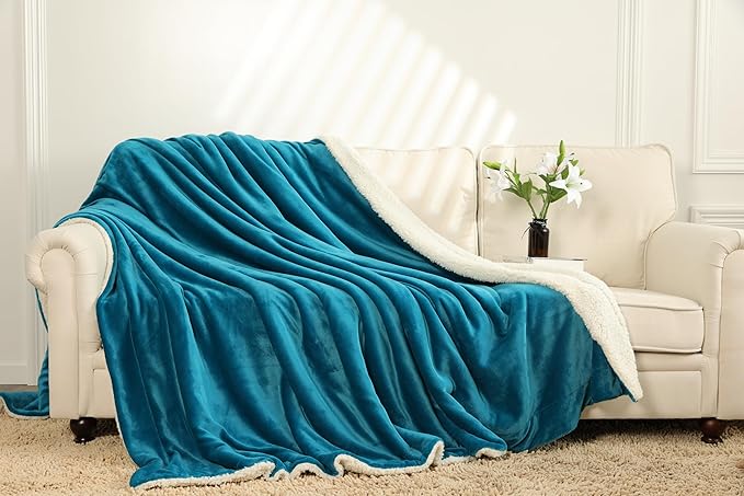 Waterproof Bed Blanket for Bed King Size 80''x90'', Water Proof and Stain Resistant Couch Blanket Soft Leakproof Plush Throw Blankets Fleece Protector Reversible Mattress(Blue) - Image 6