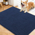 OLANLY Dog Door Mat for Muddy Paws 40x32, Absorbs Moisture and Dirt, Absorbent Non-Slip Washable Doormat, Quick Dry Chenille Mud Mat for Dogs, Entry Indoor Entryway Carpet for Inside Floor, Dark Blue by OLANLY
