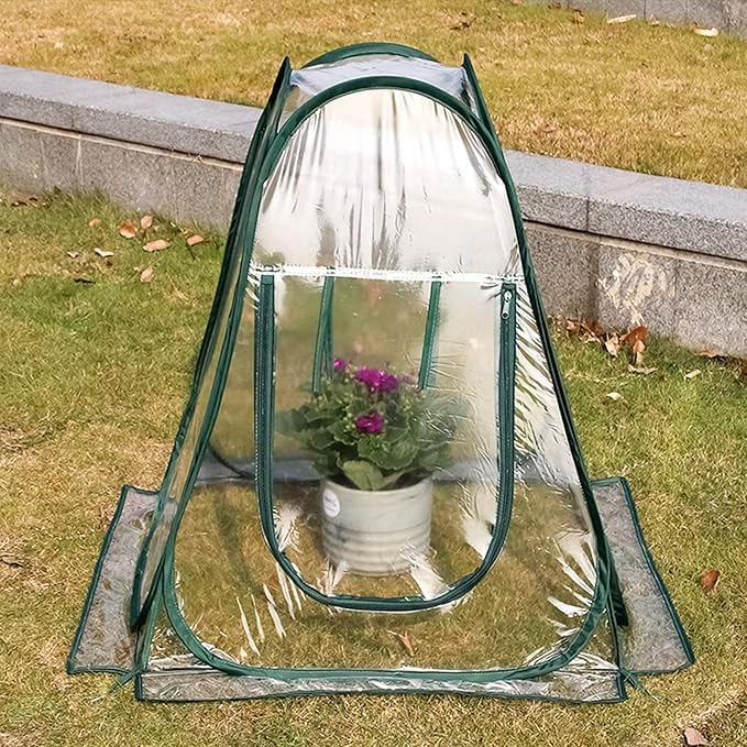 Pop up Greenhouse Cover, Transparent PVC Mini Small Grow Plant House Tent, Gardening Flowerpot Warm Room Backyard Flower Shelter for Indoor Outdoor (27"x27"x31") - Image 6