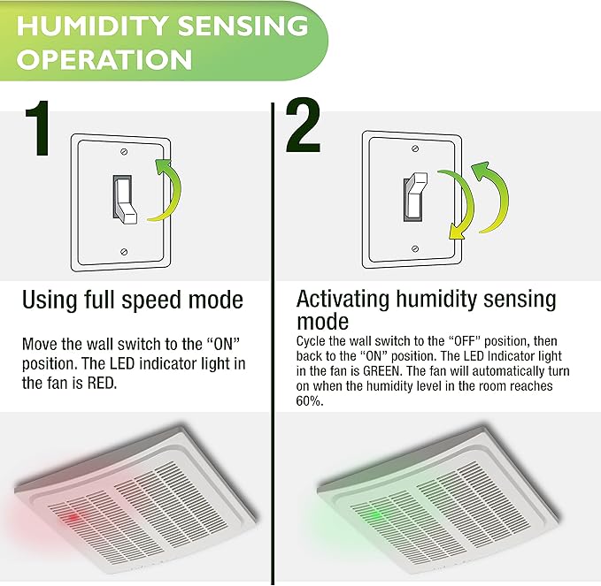 Homewerks 7136-02HW Bathroom Vent Fan with Automatic Humidity Sensor and Powerful Exhaust Ventilation Fan for Large Room 140 CFM Whisper Quiet 1.0 Sone Energy Star - Image 4