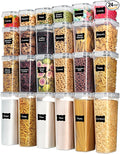 Vtopmart Airtight Food Storage Containers with Lids, 24 pcs Plastic Kitchen and Pantry Organization Canisters for Cereal, Dry Food, Flour and Sugar, BPA Free, Includes 24 Labels，Gray by Vtopmart