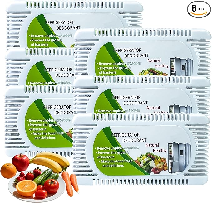 6 Pack Fridge Deodorizer, Refrigerator and Freezer Deodorizer Odor Eliminator Reusable, Unscented Activated Carbon Odor Absorber and Moisture for Freezers, Coolers, Closet and Trash Can by icepac
