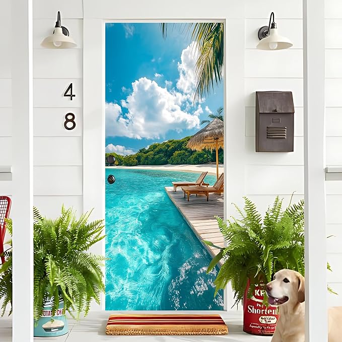 3D Door Decals Stickers Peel Stick Wall Murals Vinyl Wallpaper Self-Adhesive Mural Door Covers Decorative for Furniture Home Decor Wrinkle-Resistant Waterproof - Image 4