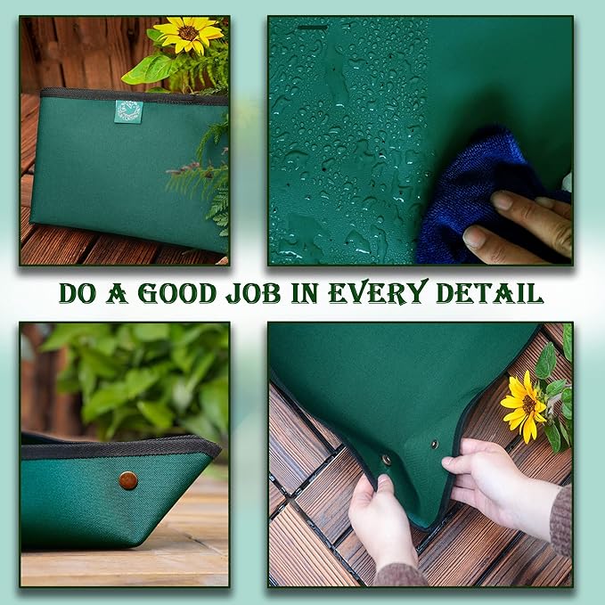 BIUWING Planter Tray, 2PCS Thickened Oxford Fabric Portable Indoor Plant Repotting Mat, Extra Large 43''*29'', Waterproof, Foldable, Blackish Green - Image 4