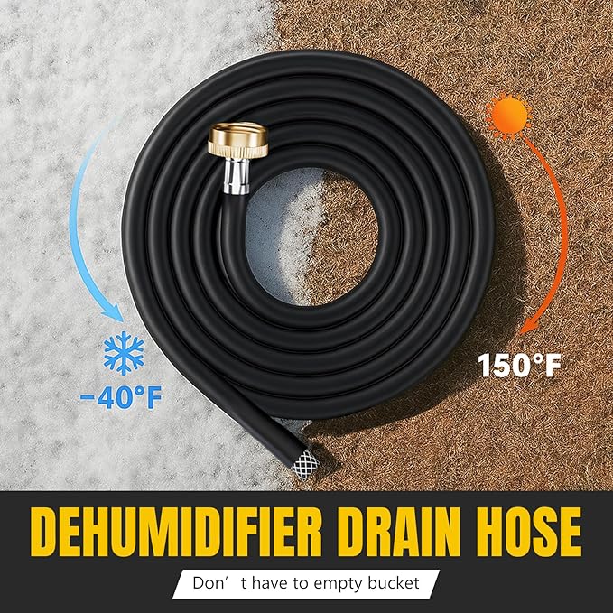26FT Dehumidifier Drain Hose with 3/4 Inch FHT Leak-Proof and Rust-Resistant Connector Portable AC Tangle-Free Thickened Drain Hose Indoor Perfectly Fit Most Dehumidifier Models - Image 6