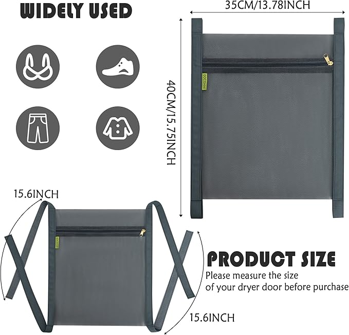 Shoe Dryer Bag, Sneaker Dry Net for Dryer, HoneyComber Mesh Bags with Zipper and Strap for Shoes, Laundry Reused Bag Tool, 15.7x13.8 Inches (1Pc Grey) - Image 2