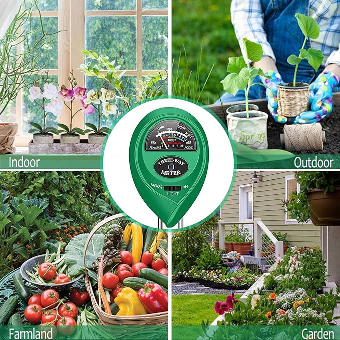 apine Soil Moisture Meter,3 in 1 Soil pH Tester,Soil Tester with Moisture,Light,and pH Test for Garden,Farm,Lawn,Indoor,Outdoor (No Battery Needed) - Image 6