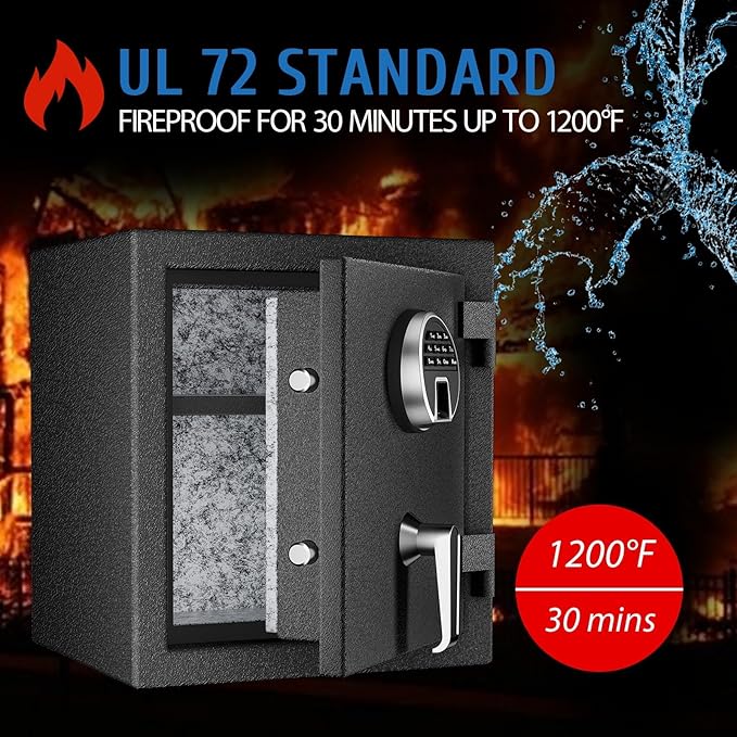 WASJOYE Biometric Fireproof Safe Box - 1.8 Cubic Feet Fingerprint Safe with Digital Keypad Lock and Type-C Port Alarm System, Fireproof Waterproof for Home Office Hotel Jewelry Documents Cash Storage - Image 4