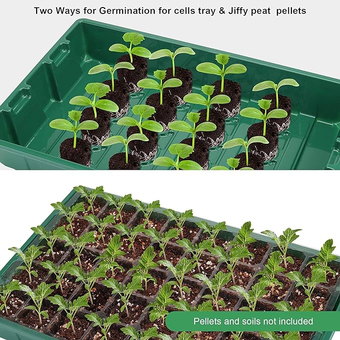 MIXC Seedling Trays Seed Starter Tray, 5-Pack Mini Propagator Plant Greenhouse Grow Kit with Humidity Vented Domes and Base for Seeds' Starting (40 Cells Per Tray, Total 200 Cells), Green - Image 2
