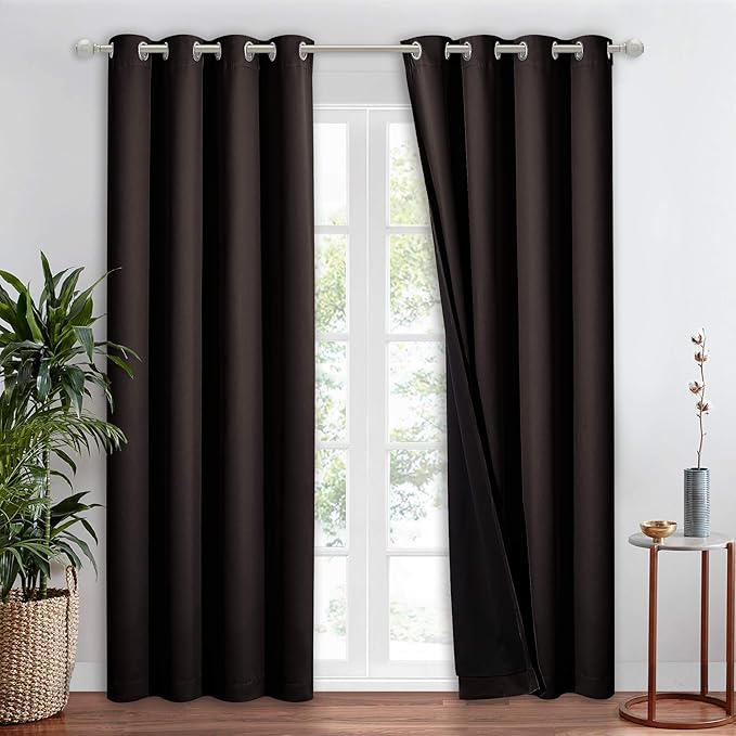 NICETOWN High-End Thermal Curtains, Full Blackout Curtain 84 inches Long for Dining Room, Soundproof Window Treatment Drape for Hall Room, Brown, 52 inches Wide Per Panel, 1 Panel by NICETOWN
