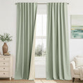 RYB HOME 100% Blackout Sage Green Linen Curtains, Light & Heat Blocking Thermal Privacy Protection Neutral Window Drapes for Living Room Bedroom, 52" W x 84" L, 2 Panels Set by RYBHOME