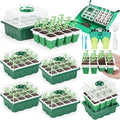 Reusable Silicone Seed Starter Tray, 60 Cells Seed Starter Kit with Humidity Adjustable Dome and Lid, Plant Germination Trays with Repotting Mat 5 Packs Germination Kit for Seeds Grow Starting by Qinzave