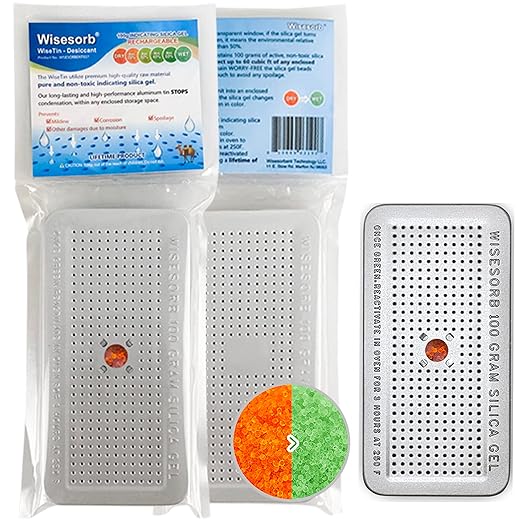 100 Gram 20 Pack Indicating Silica Gel Canister, Gun Safe Dehumidifier (Orange to Green), Reusable Desiccant Canister Dehumidifier by Wisesorb
