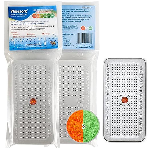 100 Gram 20 Pack Indicating Silica Gel Canister, Gun Safe Dehumidifier (Orange to Green), Reusable Desiccant Canister Dehumidifier by Wisesorb