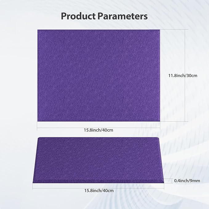 12 Pack Acoustic Panels Self Adhesive Sound Proof Foam, High Density Sound Acoustic Panel, 16X12X0.4 Inch 4:3 Rectangle Panels in Home, Office, Reccording Room, Studio,and More(Violet) - Image 6