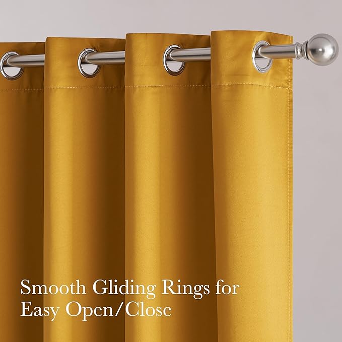 NICETOWN Full Shading Curtains for Patio Door, Gold, 1 Panel, 100" W x 84" L, Super Heavy-Duty Thermal Backing Faux Silk Sliding Glass Door Drape, Privacy Assured Room Divider Curtain - Image 2