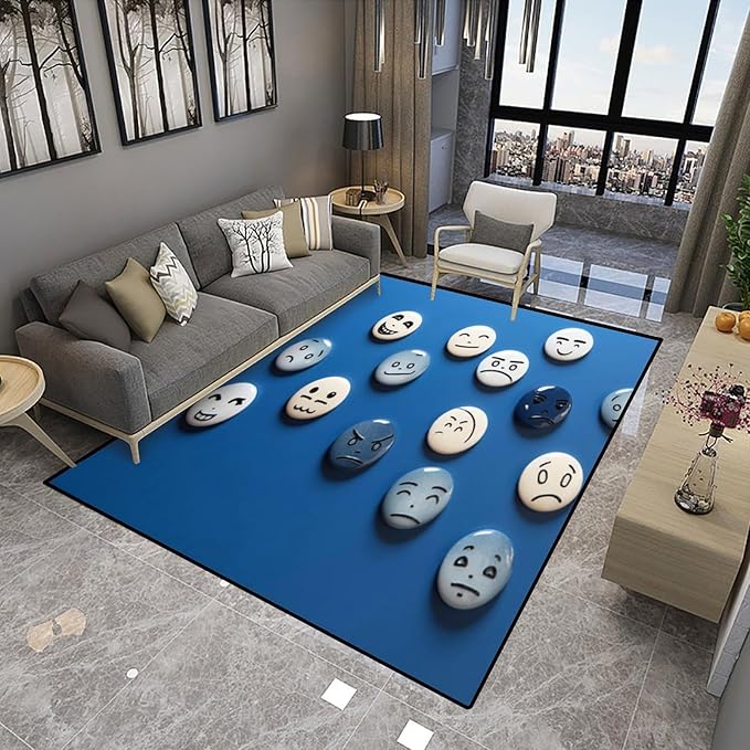 Broadloom, Strange Expression Pattern Printing Non-Slip Area Rugs Fade Resistant, Flame Resistant, Quick Dry, Stain Resistant, Waterproof Floor Carpet for Living Room Bedroom, 48 x 72 Inch - Image 4